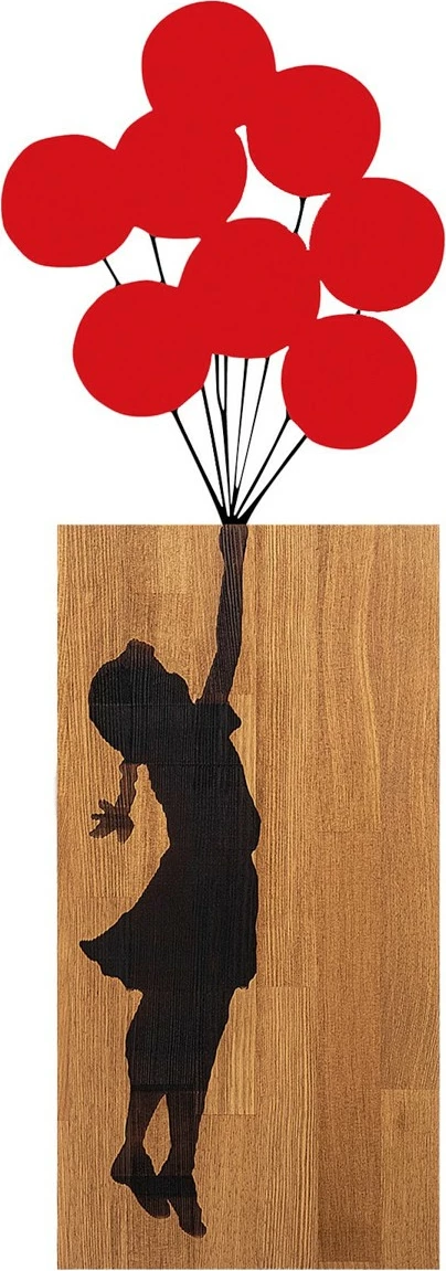 Dekorativni leseni stenski detaj Wallity Banksy - 70 x 62 cm, rjav in črn