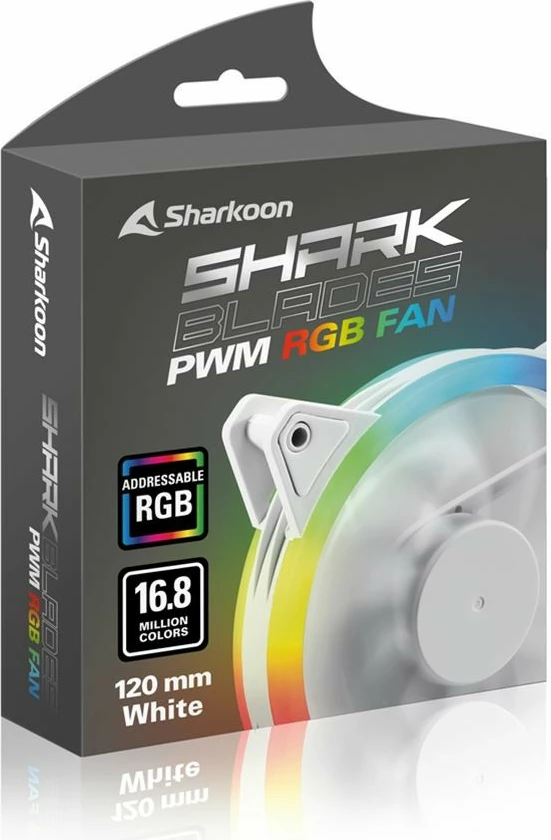 Ventilator za ohišje 120 mm SHARKOON SHARK Blades PWM RGB, bel