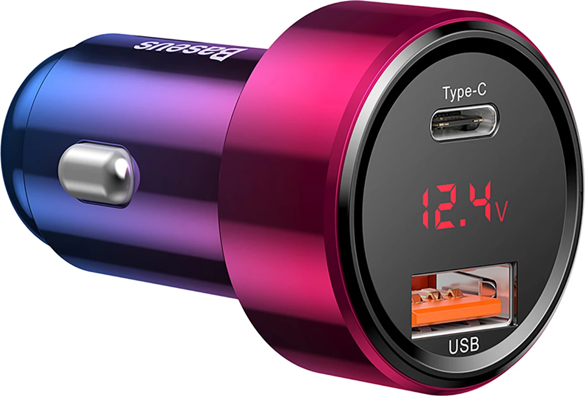 Polnilec za avto, 45W, 2 porta USB-C/USB-A, z zaslonom, roza in modra Baseus Magic Series PPS CCMLC20C-09