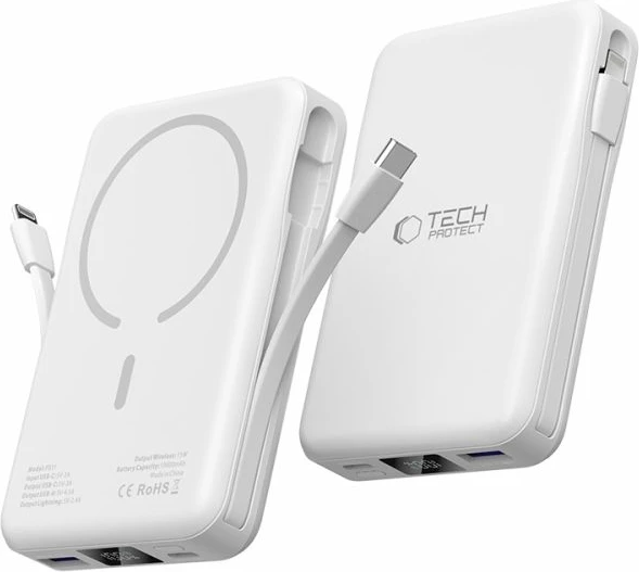 Power bank LifeMag Tech-Protect PB31, 10000 mAh, MagSafe, USB-C/USB-A/Lightning, bel