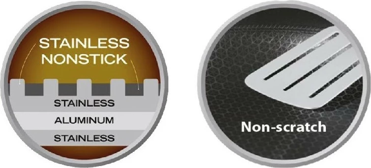 Profesionalna ponev, nerjavno jeklo, 26 cm, neprijemajoča, Feel‑Maestro MR-1224-26, srebrna