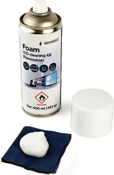 Čistilna pena za LCD zaslone Gembird CK-LCD-08, 400 ml, z mikrovlakneno krpo