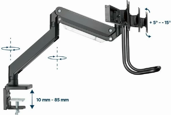 Nastavljiv ročaj za 3 monitorje Gembird MA-DA3-03, 17–27 palcev, črn