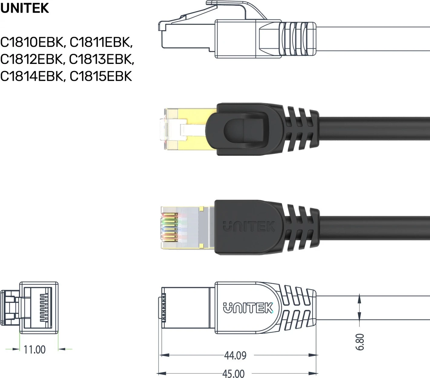 Patchcord SSTP, 0,5 m, črn - Unitek