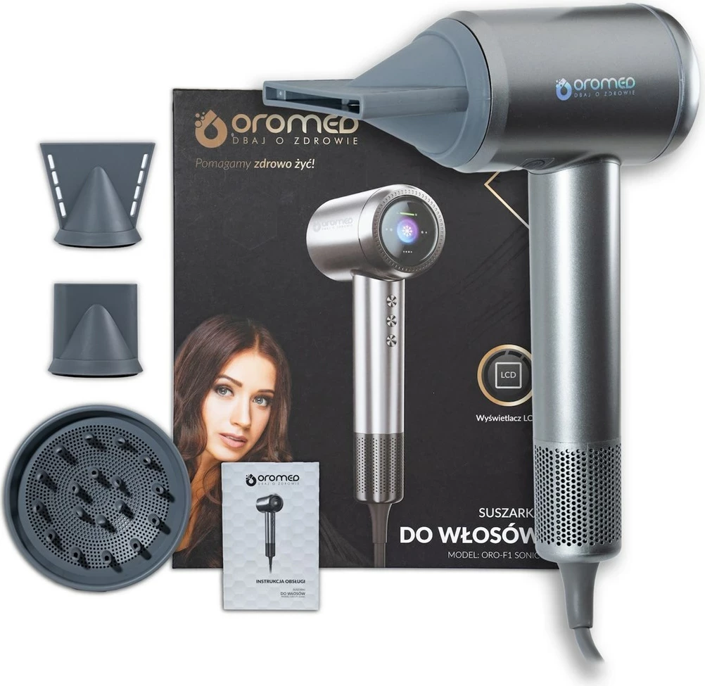 Sušilnik za lase Oromed ORO-F1 SONIC, 1600 W, LCD, srebrn