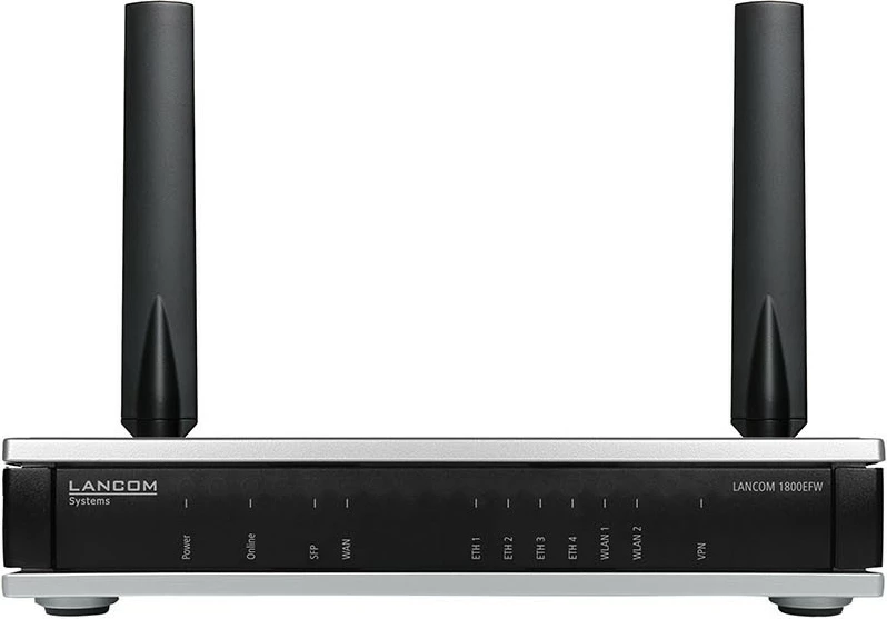 Profesionalni usmerjevalnik LANCOM 1800EFW, Wi‑Fi 6, 4 Gigabit vrata, SFP, 2 anteni, črno/srebrn
