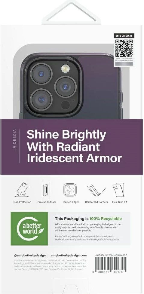 Ovitek za telefon UNIQ Iridescia Magclick Charging za iPhone 16 Pro, črn