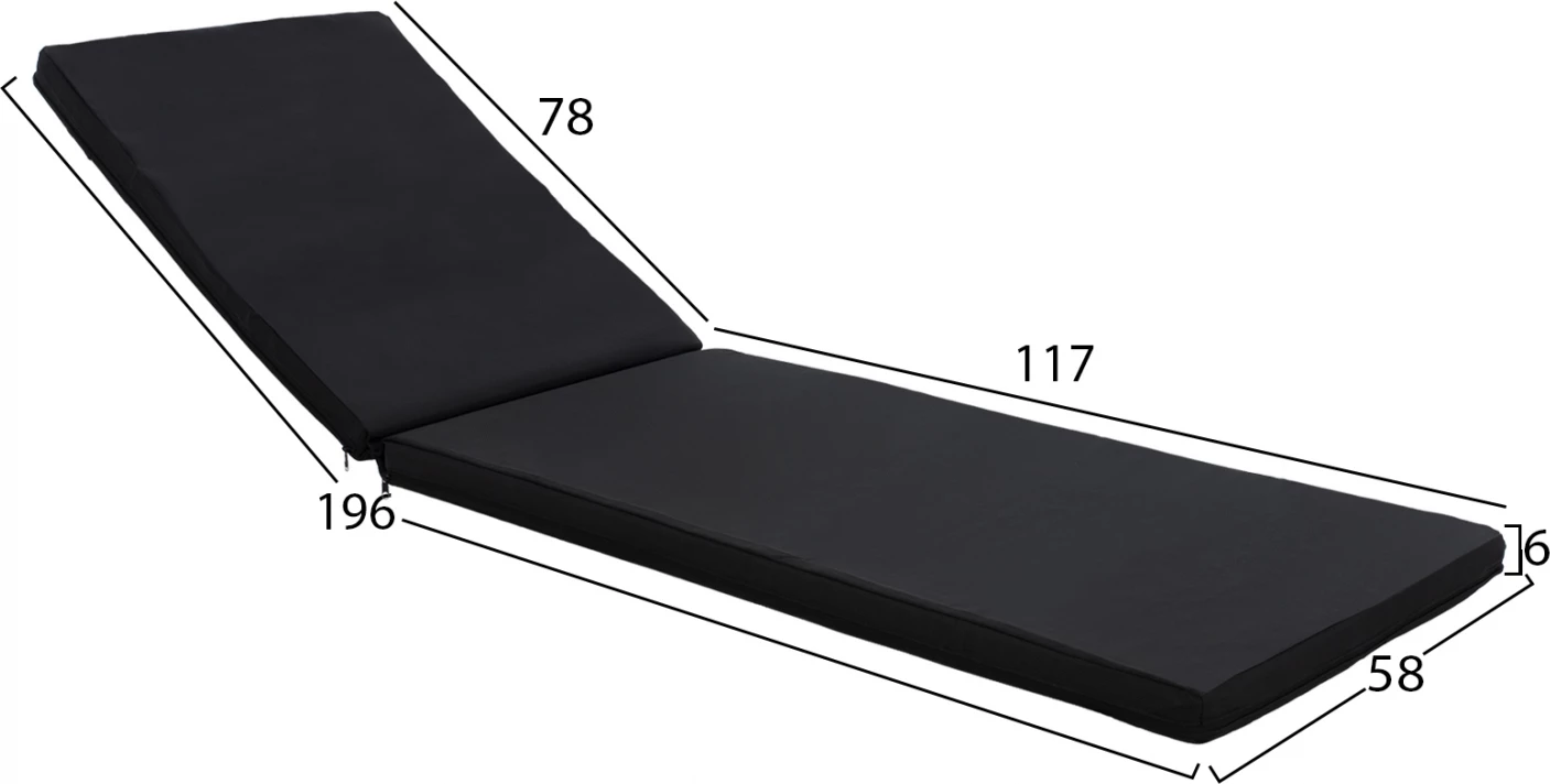 Blazina za ležalnik Textline Sifnos črna FH11234.05T 196(117+1+78)x58x6cm