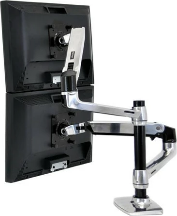 Dvojni stolpni nosilec za monitor Ergotron LX, 2 zaslona, 24 inch, nastavljiva višina, srebrn