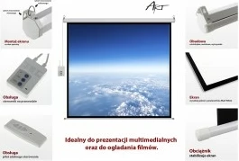 Električni projekcijski ekran ART EL F106, 106 inčev (234 x 131 cm), 16:9, z daljinskim upravljalnikom