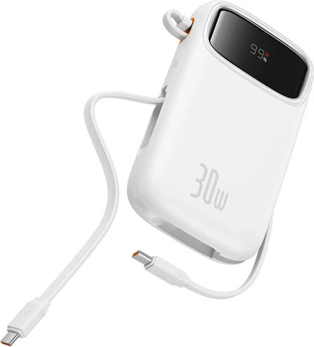 Prenosna baterija Baseus QPow 2, 20000 mAh, 30 W, 2x USB-C, bela