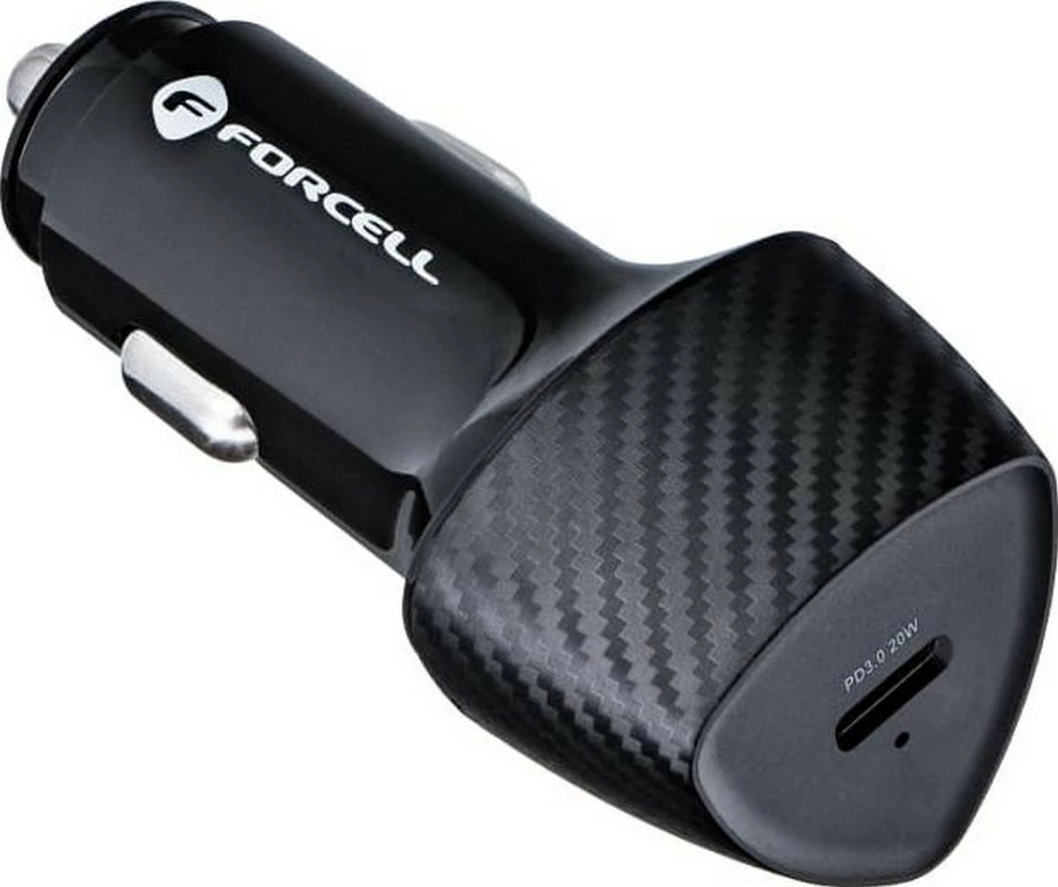 Avtopolnilec USB Type-C, 20W, črn, Forcell F-Energy Carbon CC50-1C