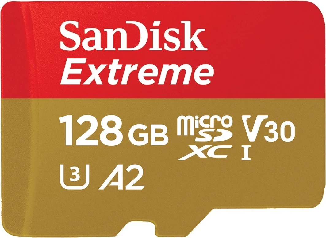 Spominska kartica SanDisk microSDXC Extreme A2 C10 V30 UHS-I U3, 128 GB