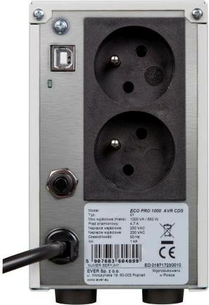 UPS za zaščito energije EVER ECO Pro 1000 AVR CDS, 1000 VA, stolp, siv