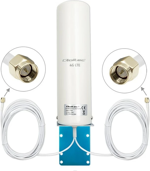 Omnidirekcijska zunanja antena Qoltec 57044 4G LTE, 5 dBi, jeklo