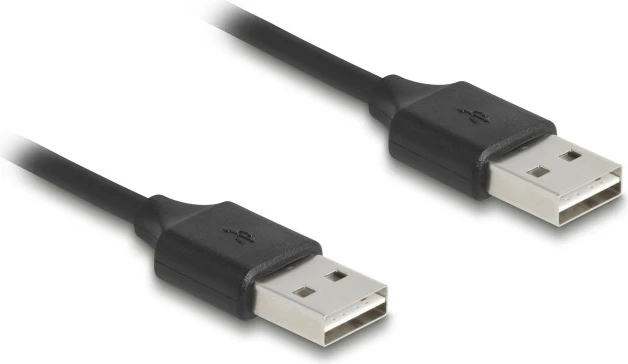 Spiralni USB 2.0 kabel, DeLOCK EASY-USB Type-A moški-moški, 0,8 m, črn