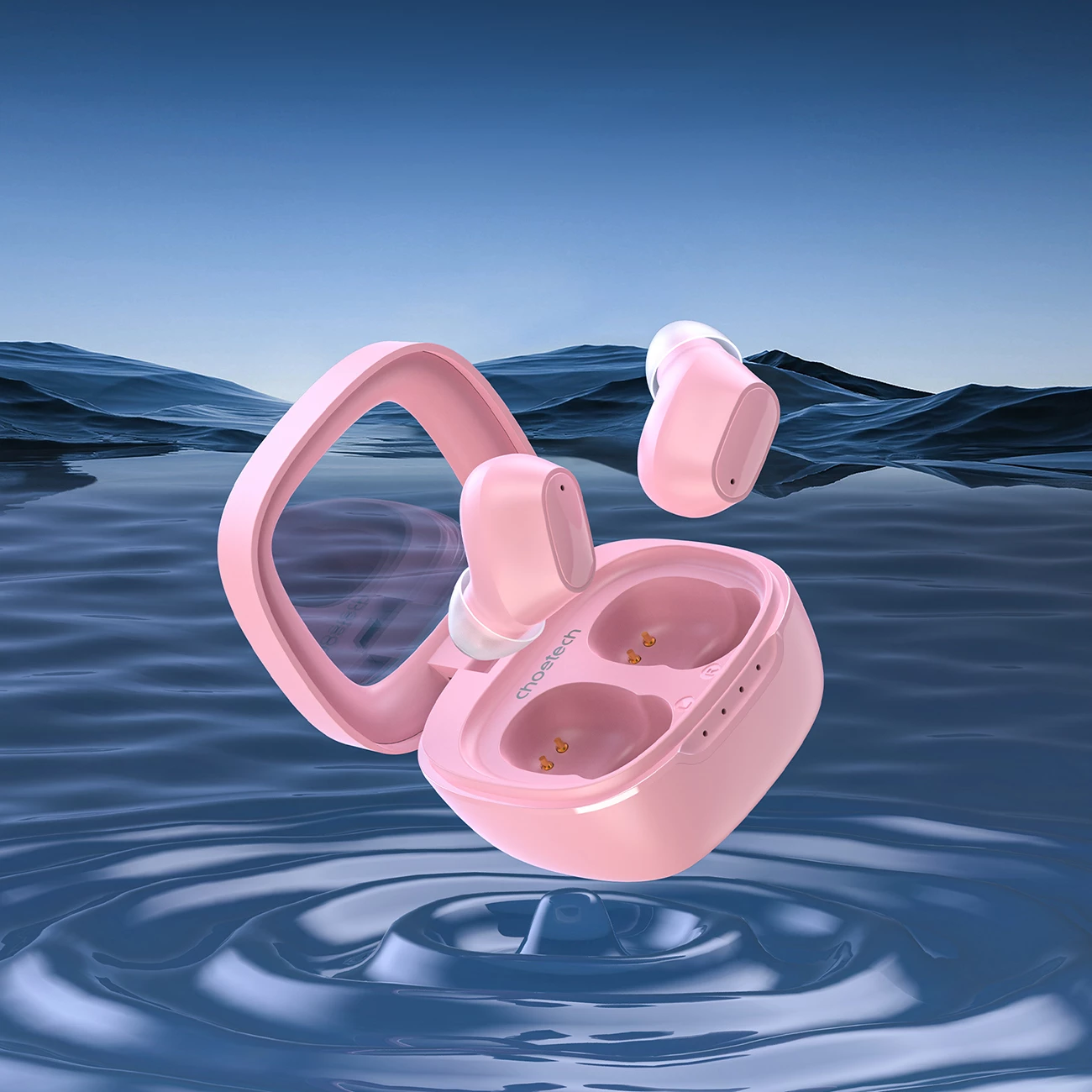 Slušalke TWS, Bluetooth 5.3, USB-C, roza, Choetech MEMS BH-T23-PK