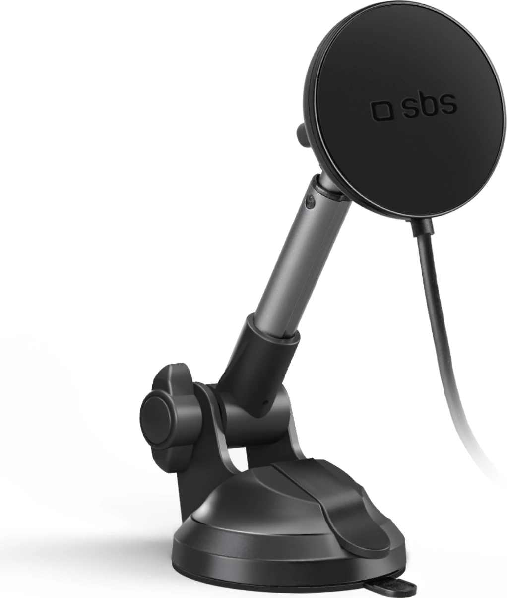 Teleskopski nosilec s brezžičnim polnilcem, MagSafe, črn SBS TESUPPMAG15WLONGARM