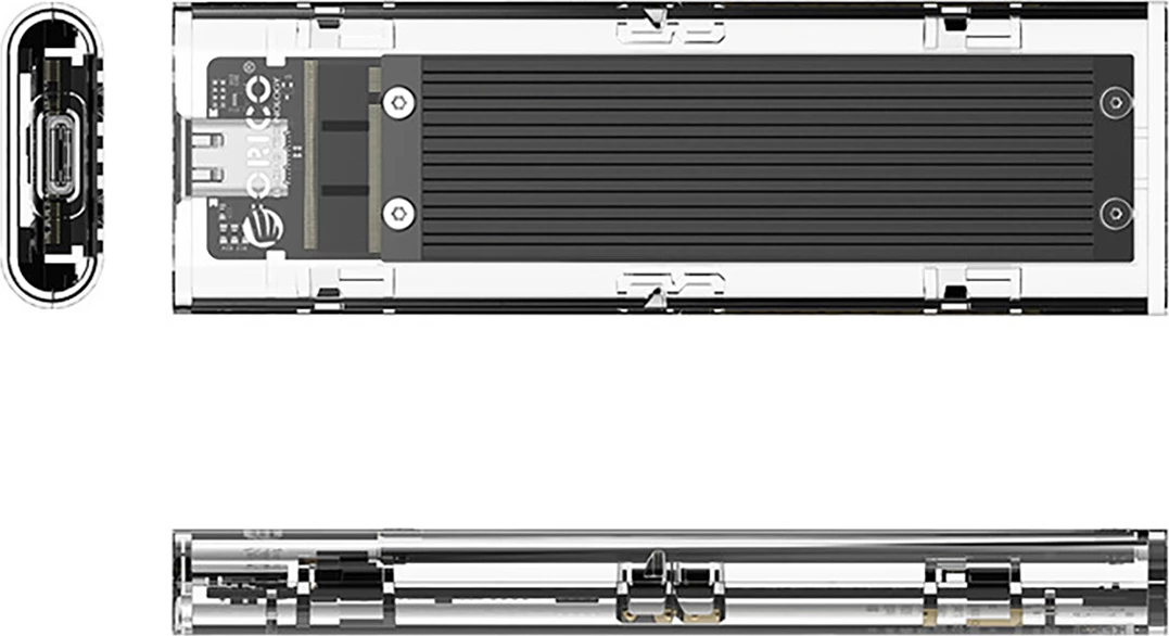 Zunanje ohišje za M.2 NVMe v USB-C 10Gb/s Orico TCM2-C3, prozorno/črno