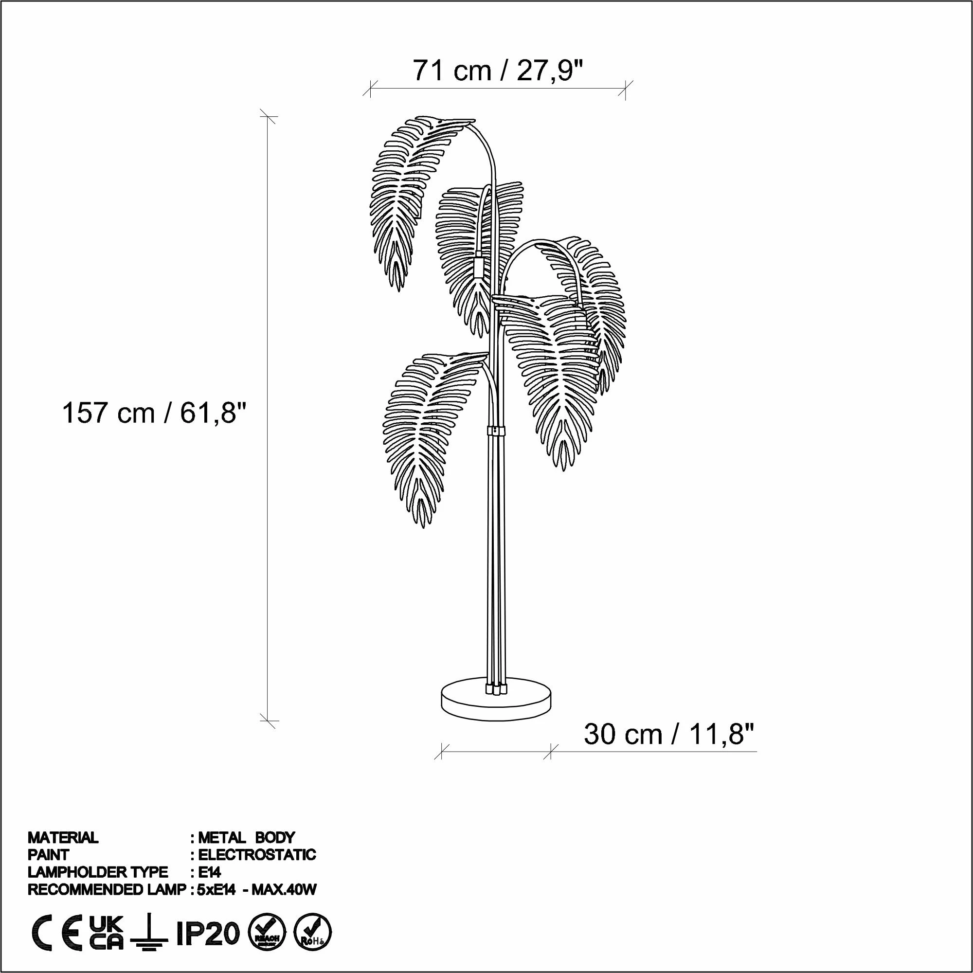 Talna svetilka Opviq Palm 13925, zlata