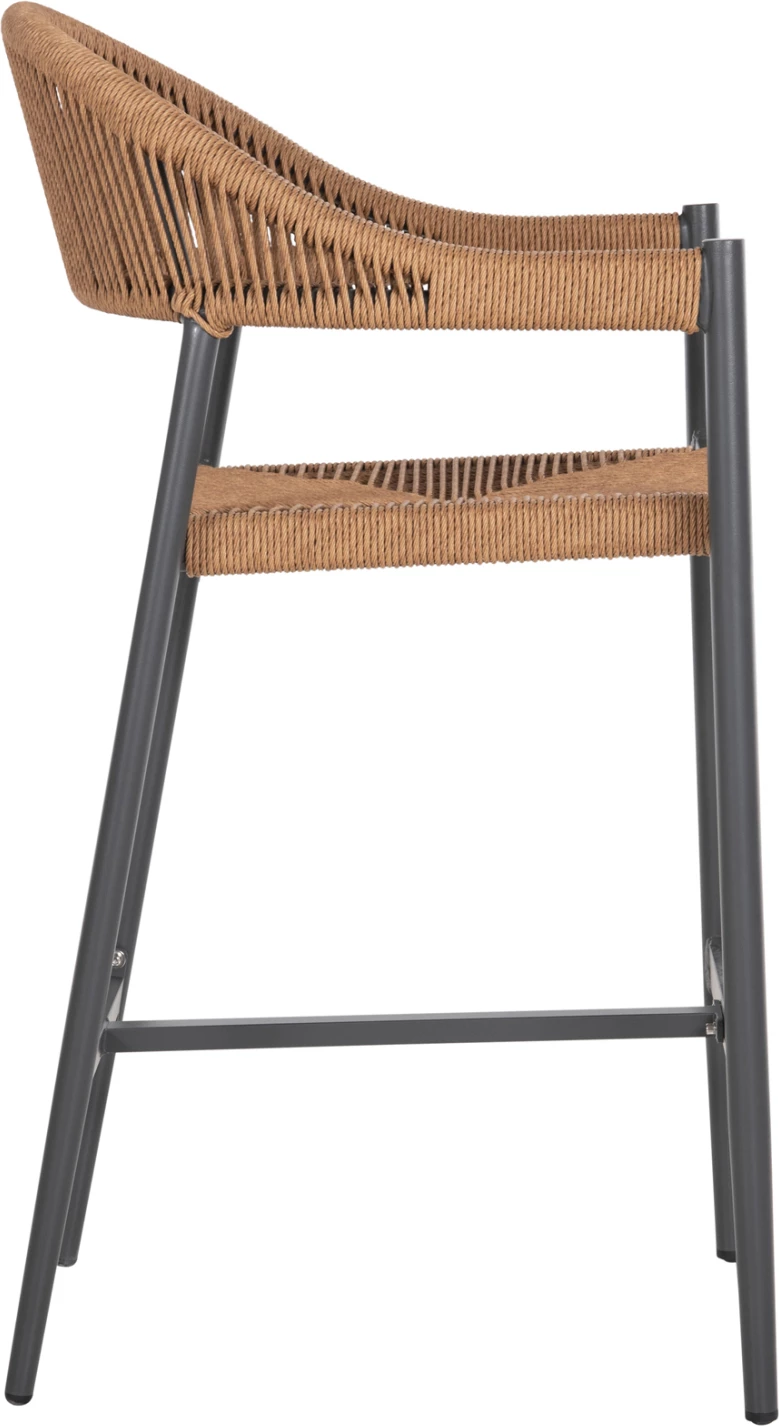 Aluminijasti barski stol GREGG FH5788.12 antracit-sand bež sintetični ratan 55x57x106Hcm