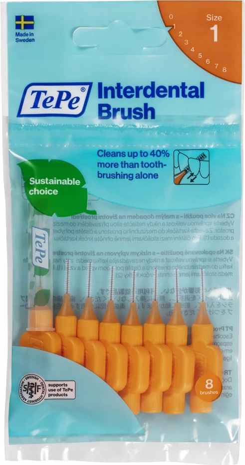 Interdentalna ščetka TePe Original 0,45 mm, oranžna, 8 kosov