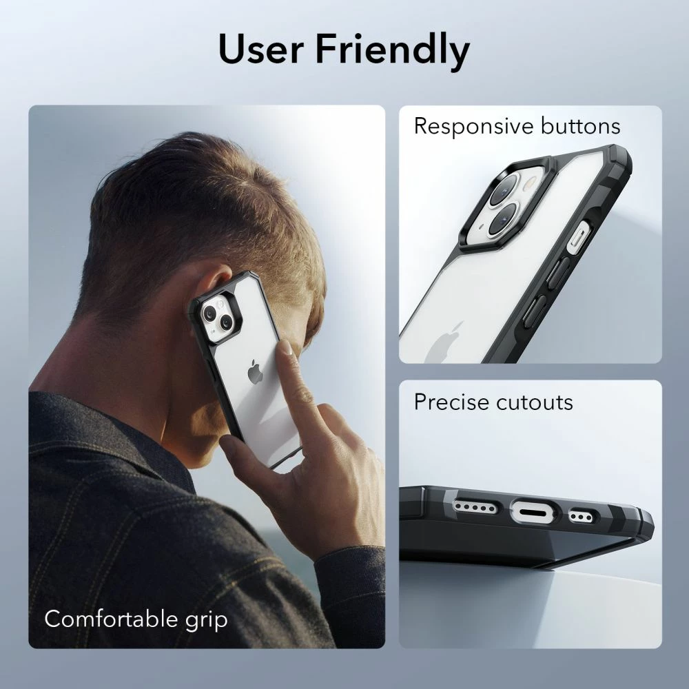 Ovitek Air Armor ESR za iPhone 14 Plus, prozoren/črn