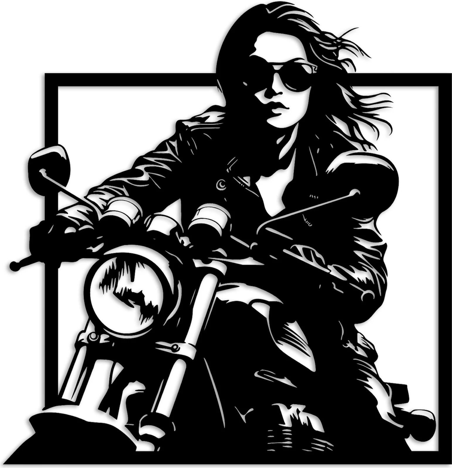 Dekorativni kovinski vzglavnik za steno Wallity Rider, črn, 52x54 cm