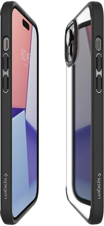 Prozoren ovitek Spigen Crystal Hybrid za iPhone 15 Plus, črn
