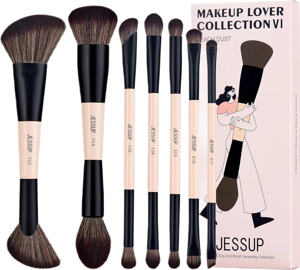 Set dvojednih čopičev za ličenje, Jessup 14-v-7 Duo-End Brush Versatility Collection, 7 kosov, Peach Dust