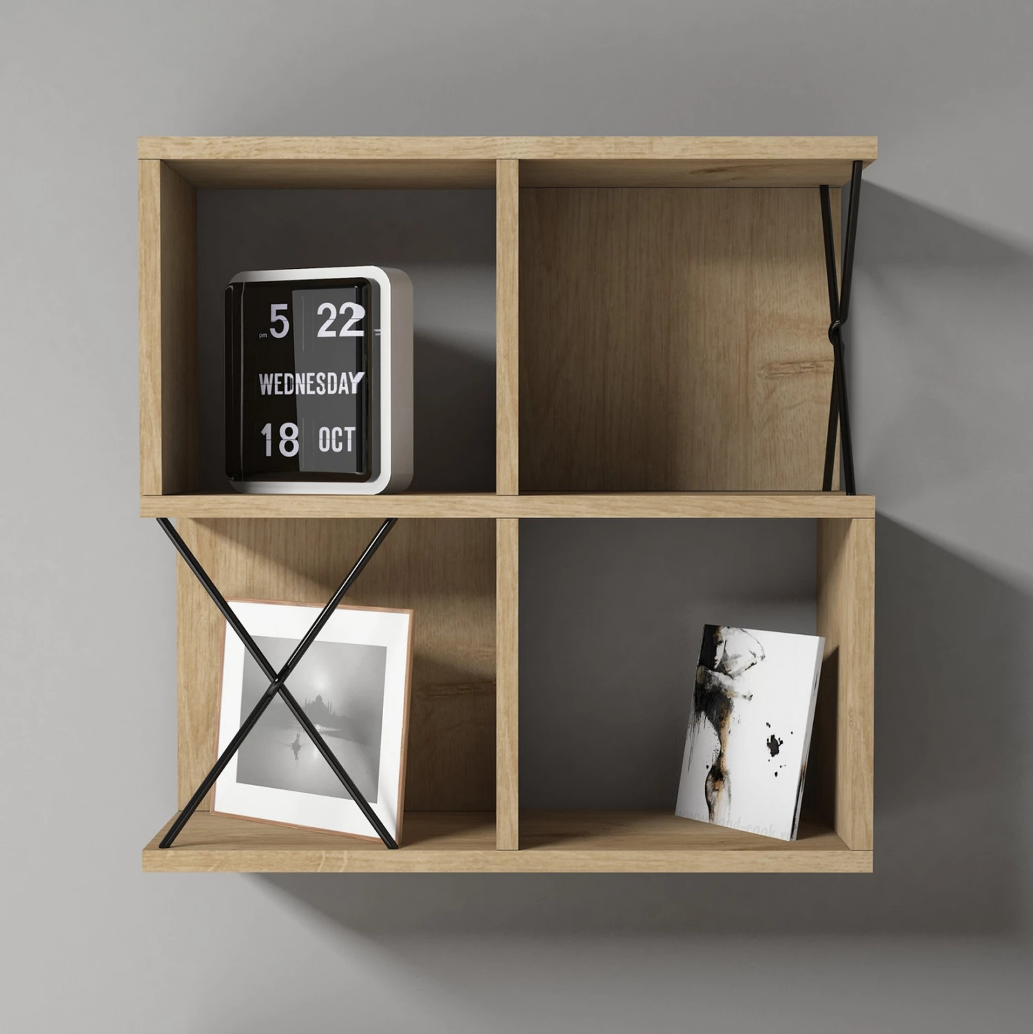 Stenska polica FH9520.01 melamin v naravni barvi hrasta 60x24x60H cm