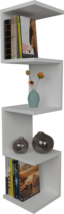 Zigzag stenska polica, melamin, bela, 25x25x109 cm