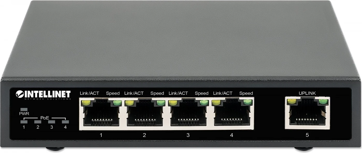 Gigabit preklopnik Intellinet 561839, 4x RJ45 PoE+, 1x RJ45 uplink