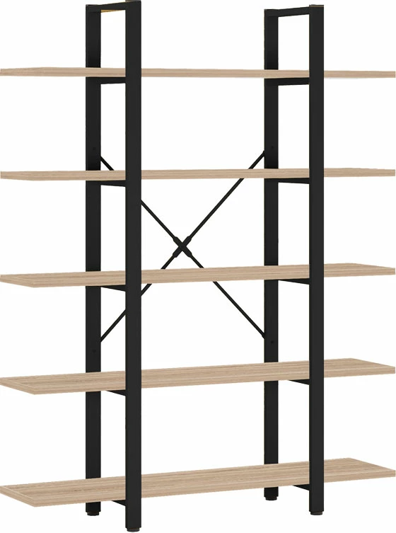 Polica za knjige Esthon, metal naravni-črn, 120x28x180 cm