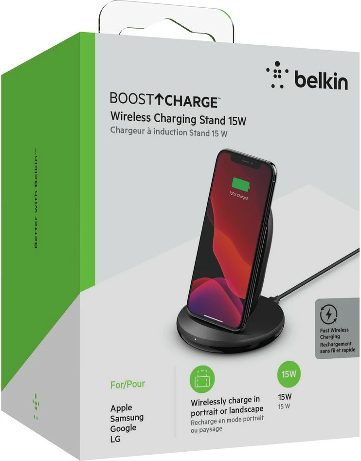 Brezžični polnilec Belkin Boost Charge, 15W, Quick Charge 3.0, črn
