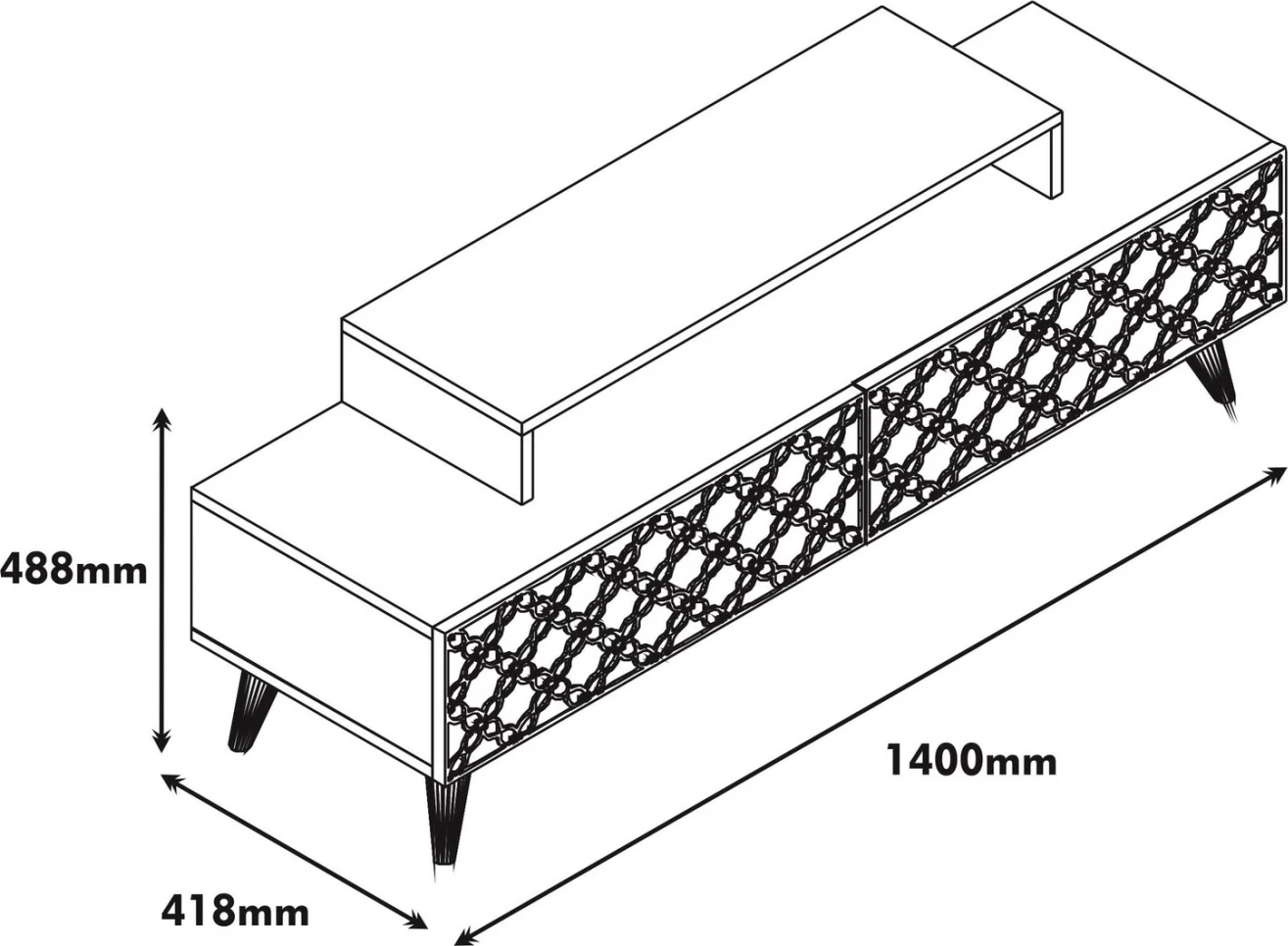 TV stojalo iz melamina FH9510.03 v barvi oreha in smetane 140x41.8x48.8Hcm