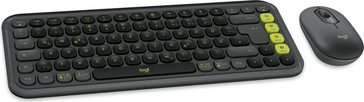 Brezžična tipkovnica in miška Logitech POP ICON COMBO, Bluetooth, QWERTZ, grafitno-zelena