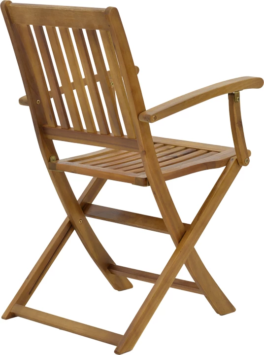 Zložljiv stol z naslonjali za roke, akacijev les, naraven, 53x60x90 cm