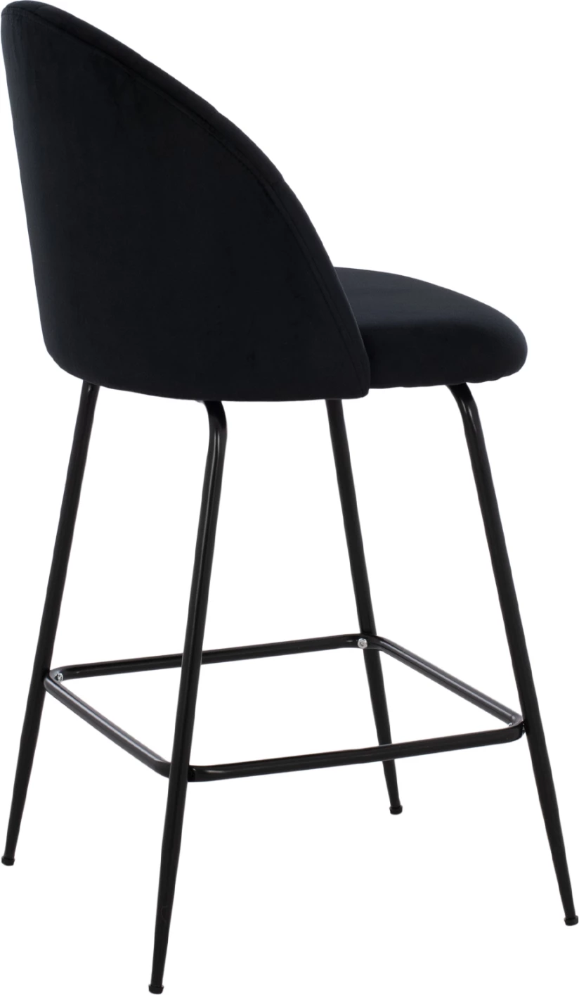 Srednje visoki stolček ODED s kovinskimi nogami in črnim žametom 45x53x98 cm, set 2 kosov