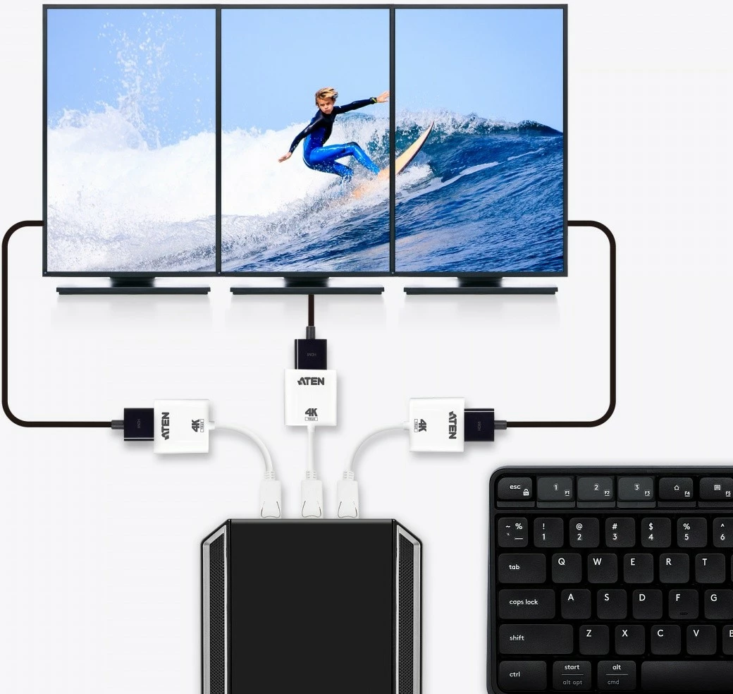 Adapter DisplayPort v HDMI 4K, ATEN VC986B, bel