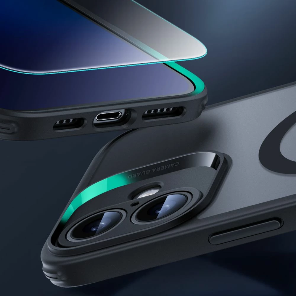 Ovitek za telefon s HaloLock MagSafe za iPhone 16, ESR Classic Pro, črn, s zaščitnim steklom