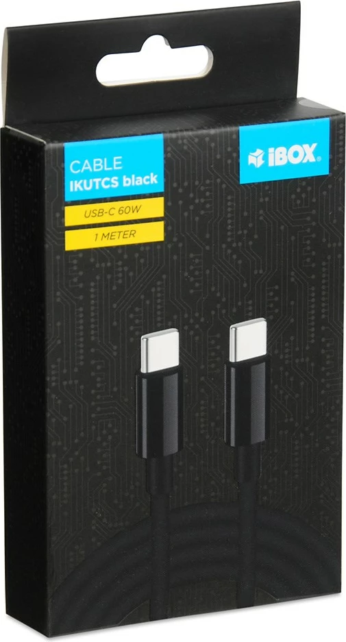 USB-C kabel iBOX IKUTC 60W 1 m, črn