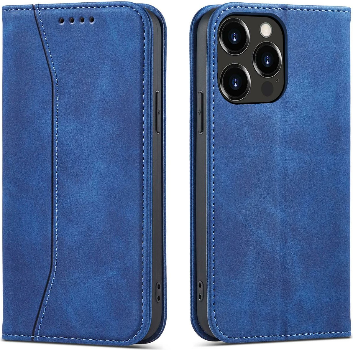 Etui magnetni Fancy Case s trakom za denarnico in stojalom za iPhone 13 Pro Max, modra — Hurtel