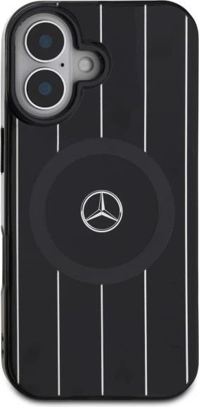 Ovitek za telefon z dvojno plastjo in križanimi črtami MagSafe za iPhone 16, črn, Mercedes MB