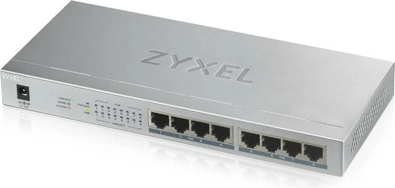 Gigabit Ethernet preklopnik Zyxel GS1008HP, unmanaged, PoE, siv