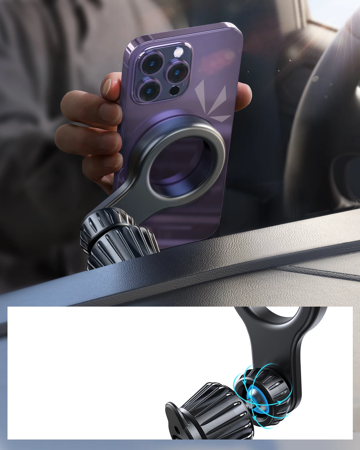 Magnetni avto nosilec za iPhone, MagSafe, črn Joyroom JR-ZS355