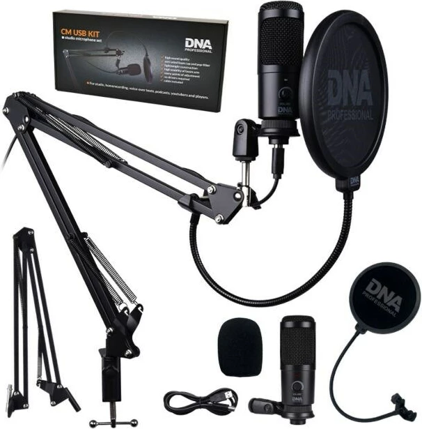 Komplet mikrofonov DNA PROFESSIONAL CM USB KIT, USB, za podcaste, črn