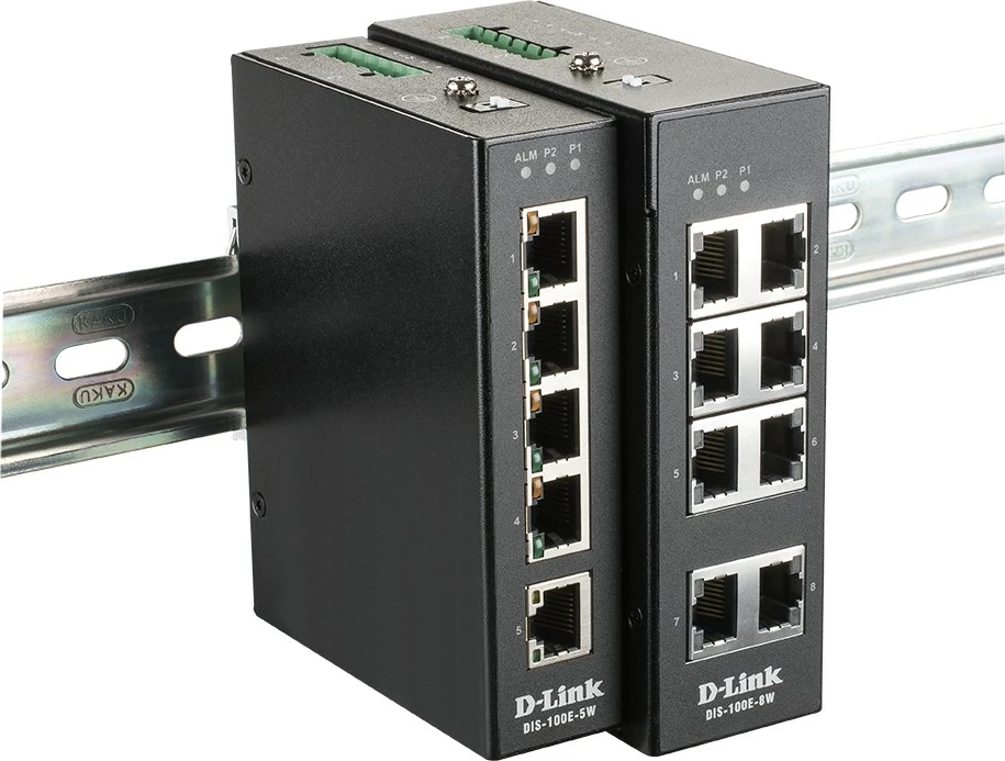 Industrijski stikalnik D-Link DIS-100E-5W, 5-portni Fast Ethernet, unmanaged, črn