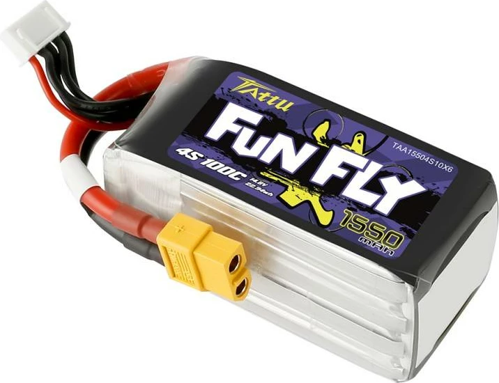 Litij-Polimerna baterija Tattu Funfly 1550mAh 4S1P 100C, za dron, črna