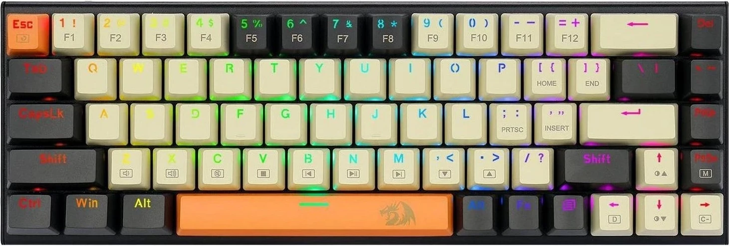 Mehanska tipkovnica Ryze Redragon K633CGO-RGB, 61 tipka, rjava